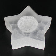 Portacandele selenite bianco forma stella